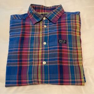 Polo Ralph Lauren Madras Plaid Button Down Shirt Size L (14-16)